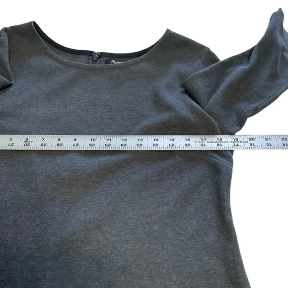 Madewell Charcoal Heather Gray Long bell sleeve Knit Tunic Dress Size M - Picture 6 of 14